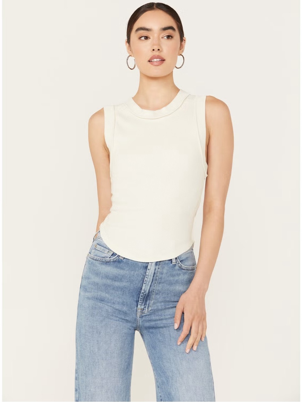 We The Free Cream Ribbed Tank Top - Picture 2 of 10